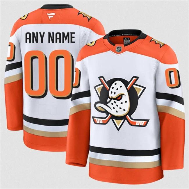 Men's Custom Anaheim Ducks Jersey Name, Number 2025 Away White Stitched by Hockey David