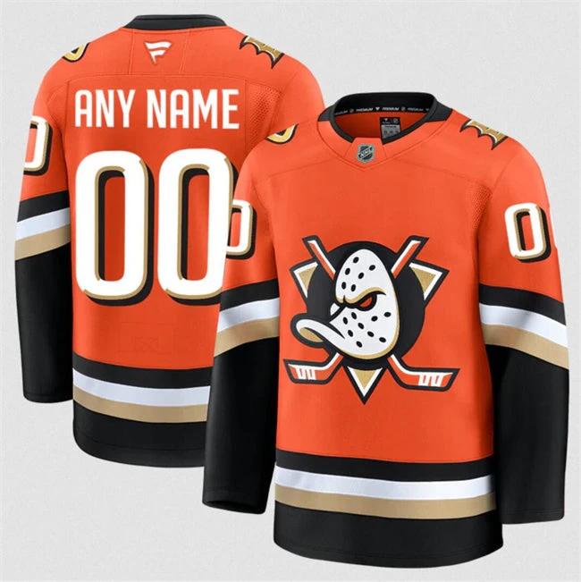 Men's Custom Anaheim Ducks Jersey Name, Number 2025 Home Orange Stitched by Hockey David