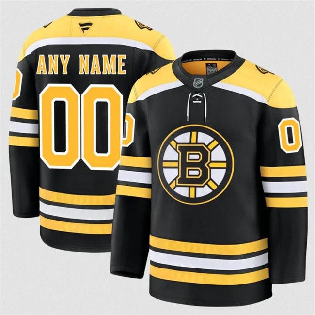 Men's Custom Boston Bruins Jersey Name, Number 2025 Home Black Stitched by Hockey David