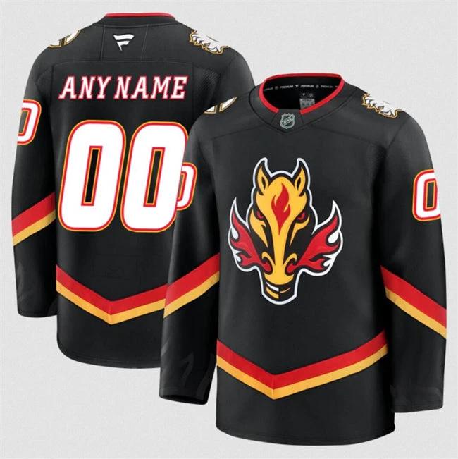 Men's Custom Calgary Flames Jersey Name, Number 2025 Black Alternate by Hockey David