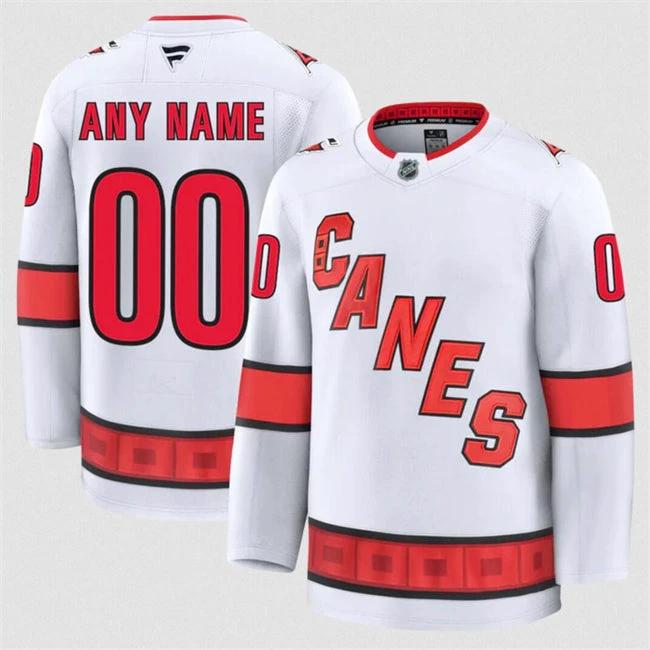Men's Custom Carolina Hurricanes Jersey Name, Number 2025 Away White by Hockey David