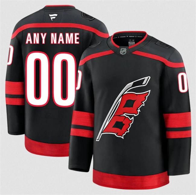 Men's Custom Carolina Hurricanes Jersey Name, Number 2025 Home Black by Hockey David