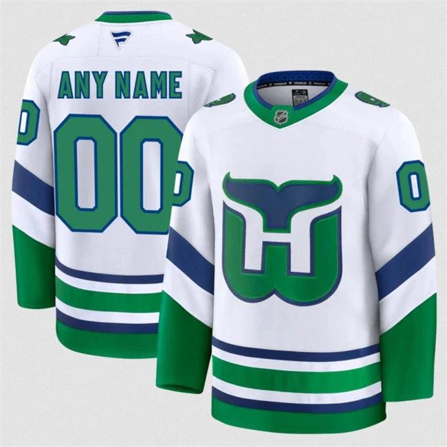 Men's Custom Carolina Hurricanes Jersey Name, Number 2025 White Throwback by Hockey David