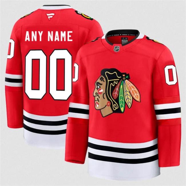 Men's Custom Chicago Blackhawks Jersey Name, Number 2025 Home Red by Hockey David