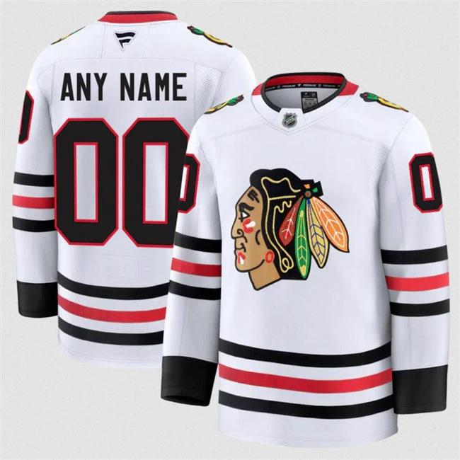Men's Custom Chicago Blackhawks Jersey Name, Number 2025 White Away by Hockey David