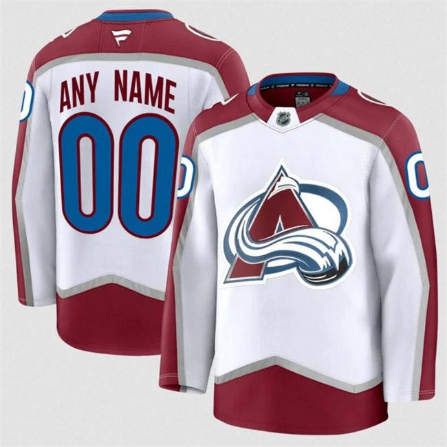 Men's Custom Colorado Avalanche Jersey Name, Number 2025 White Away by Hockey David