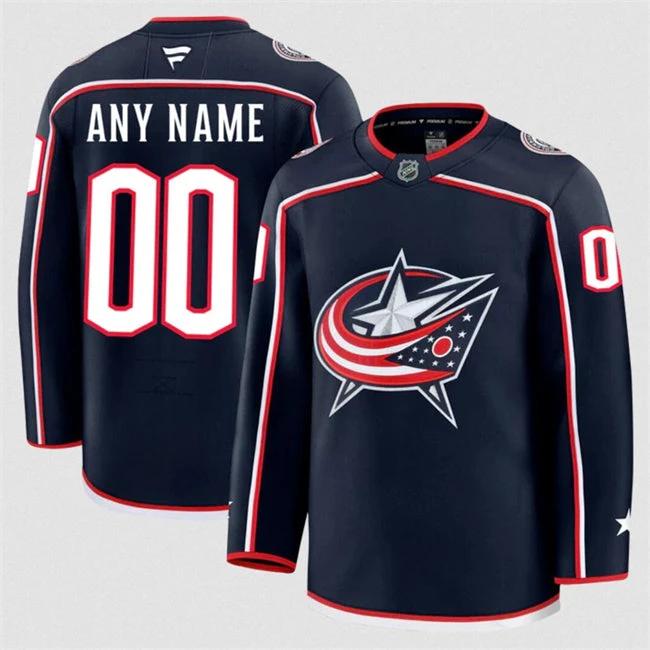 Men's Custom Columbus Blue Jackets Jersey Name, Number 2025 Home Navy by Hockey David