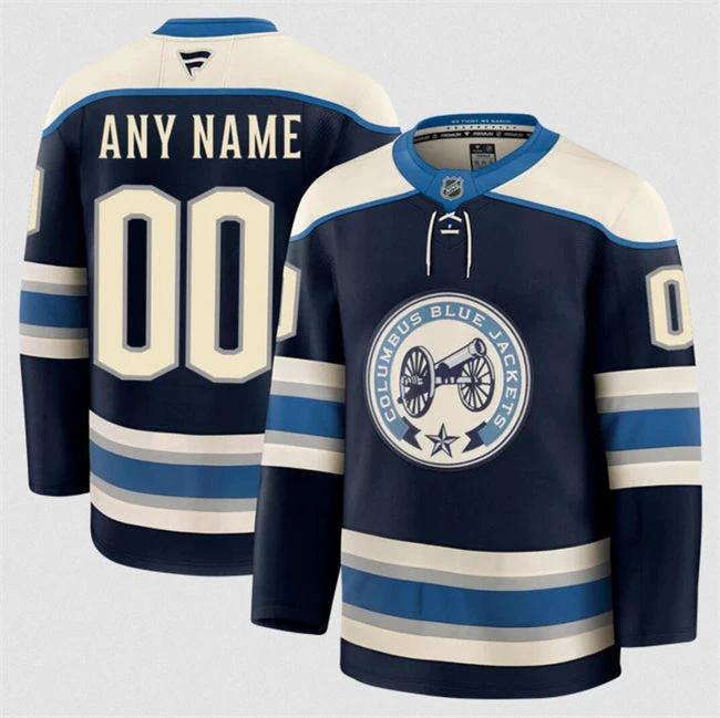 Men's Custom Columbus Blue Jackets Jersey Name, Number 2025 Navy Alternate by Hockey David
