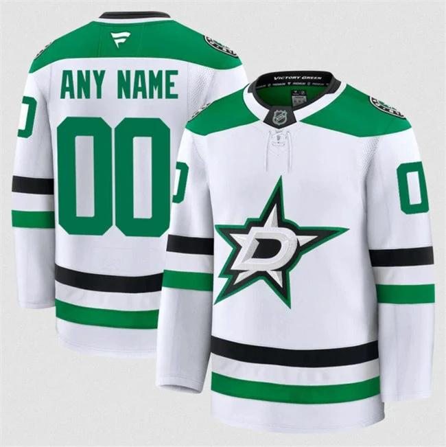 Men's Custom Dallas Stars Jersey Name, Number 2025 Away White Stitched by Hockey David