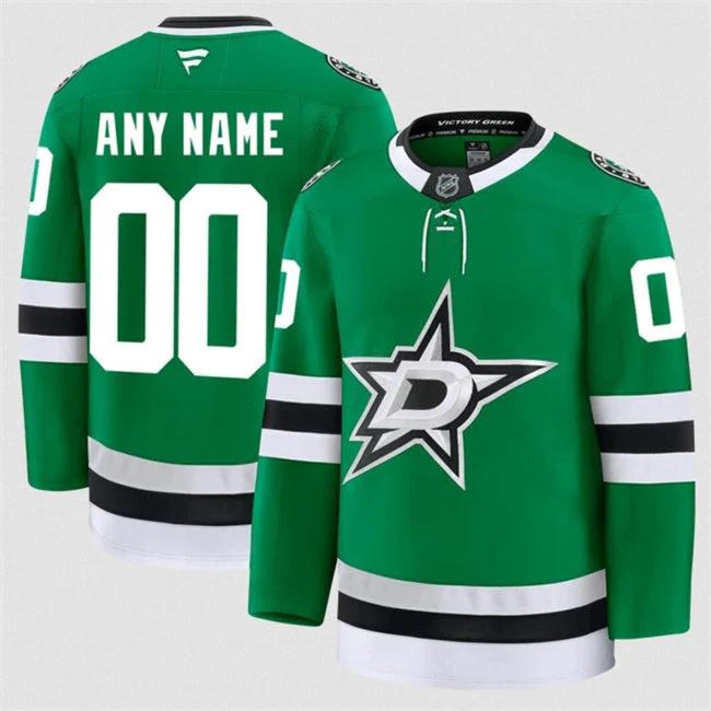Men's Custom Dallas Stars Jersey Name, Number 2025 Home Green Stitched by Hockey David