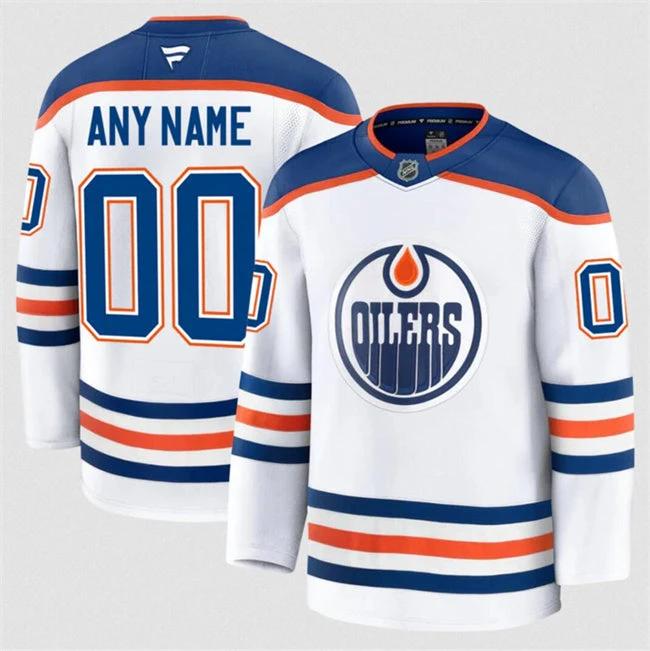 Men's Custom Edmonton Oilers Jersey Name, Number 2025 Away White Stitched by Hockey David