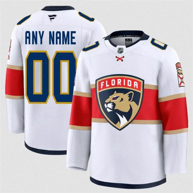 Men's Custom Florida Panthers Jersey Name, Number 2025 Away White by Hockey David