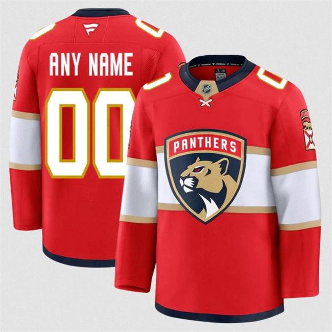Men's Custom Florida Panthers Jersey Name, Number 2025 Home Red Stitched by Hockey David