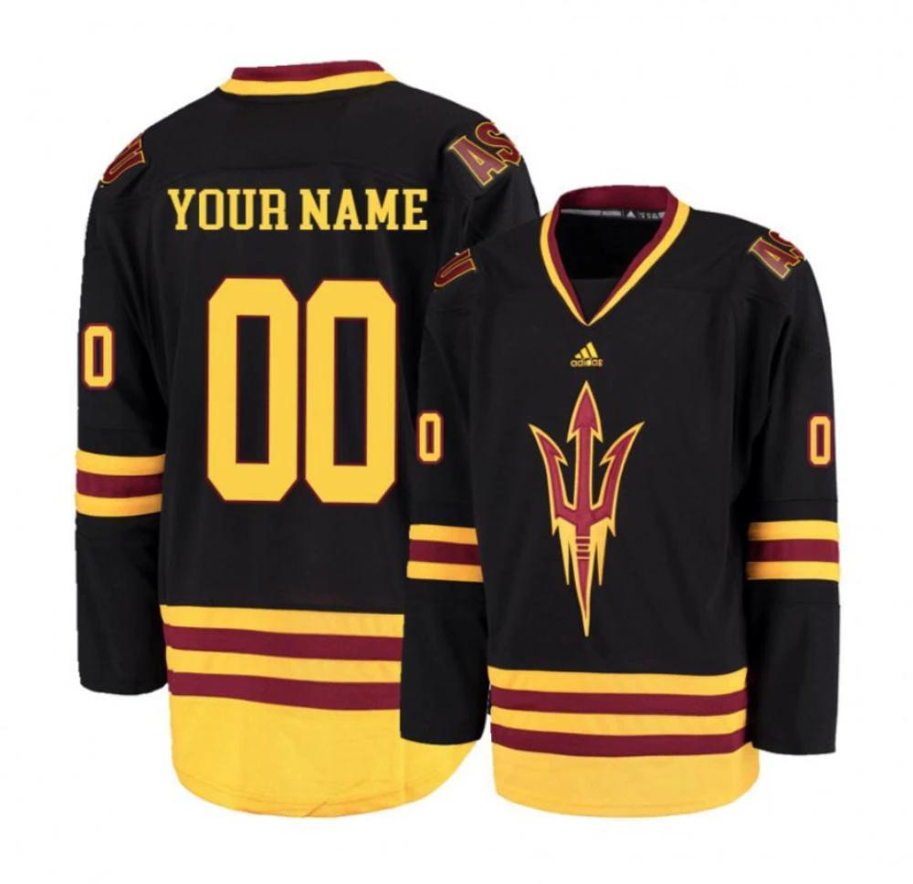 Men's Custom Jersey Arizona State Sun Devils College Hockey Stitched Black by Hockey David