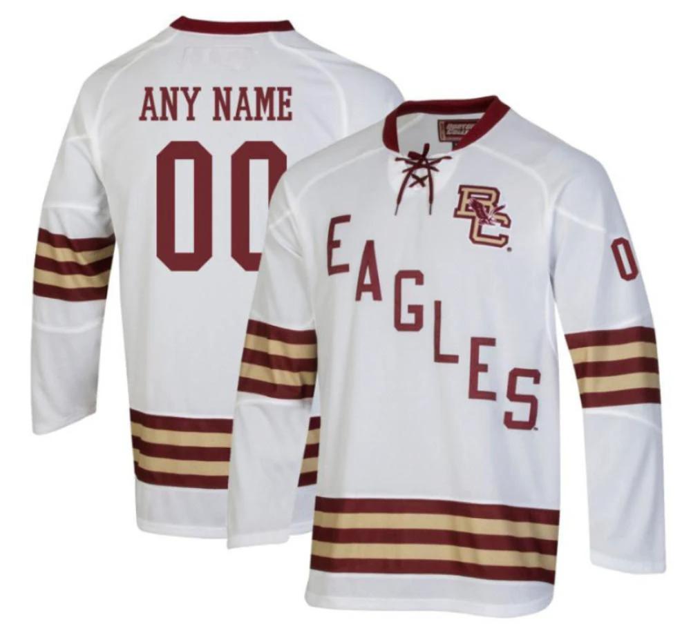 Men's Custom Jersey Boston College Eagles Hockey All Stitched Whit by Hockey David