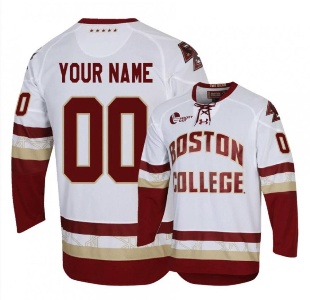 Men's Custom Jersey Boston College Eagles Hockey All Stitched White by Hockey David