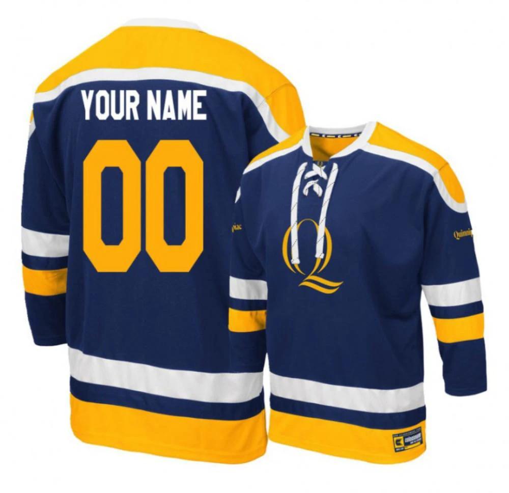 Men's Custom Jersey Quinnipiac Bobcats College Hockey All Stitched Navy by Hockey David