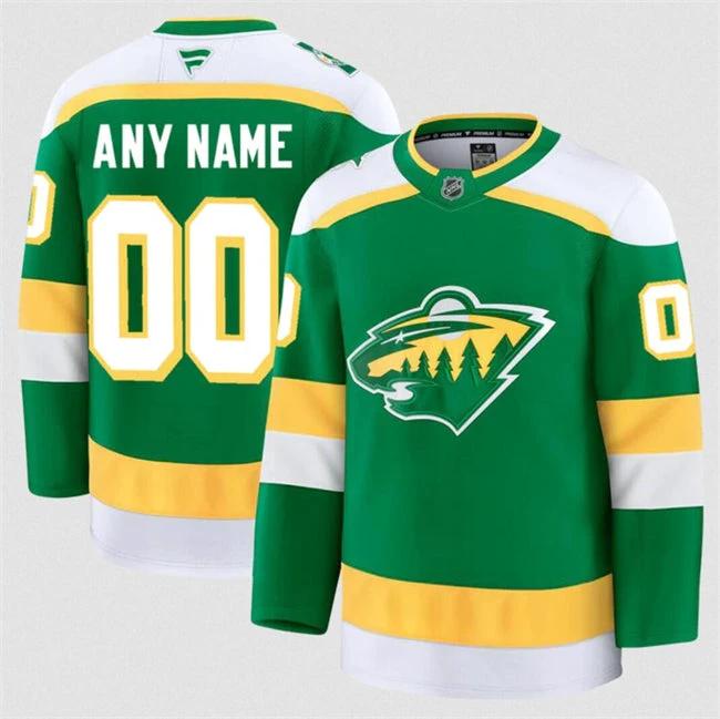 Men's Custom Minnesota Wild Jersey Name, Number 2025 Alternate Green by Hockey David