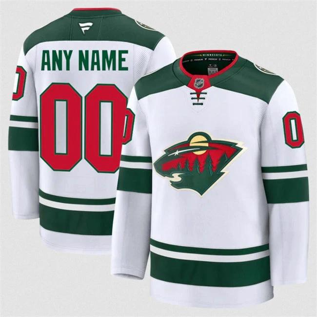 Men's Custom Minnesota Wild Jersey Name, Number 2025 Away White by Hockey David