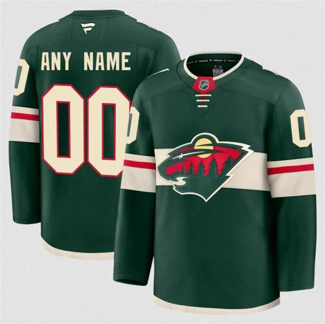 Men's Custom Minnesota Wild Jersey Name, Number 2025 Home Green by Hockey David