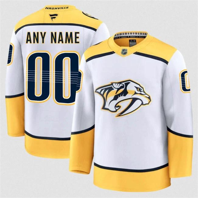 Men's Custom Nashville Predators Jersey Name, Number 2025 Away White by Hockey David
