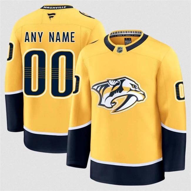Men's Custom Nashville Predators Jersey Name, Number 2025 Home Gold by Hockey David