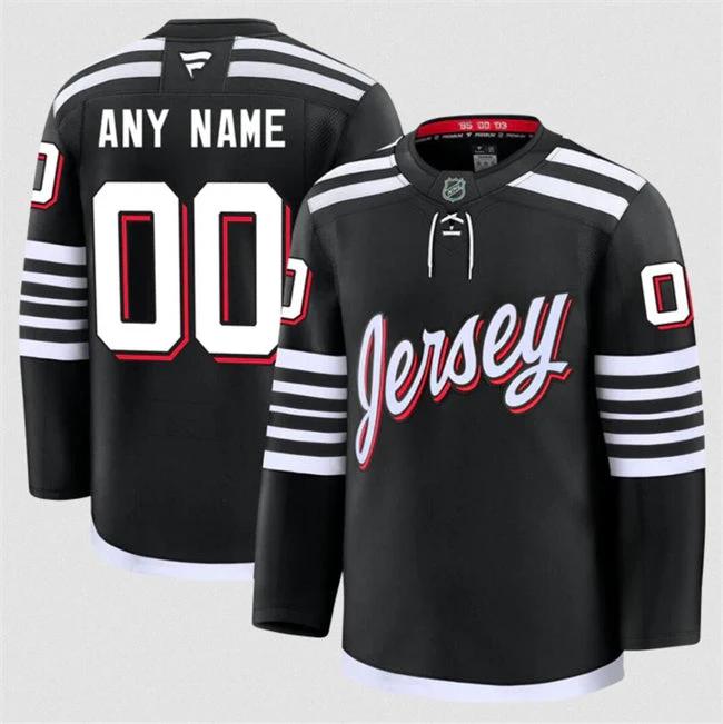 Men's Custom New Jersey Devils Jersey Name, Number 2025 Alternate Black by Hockey David