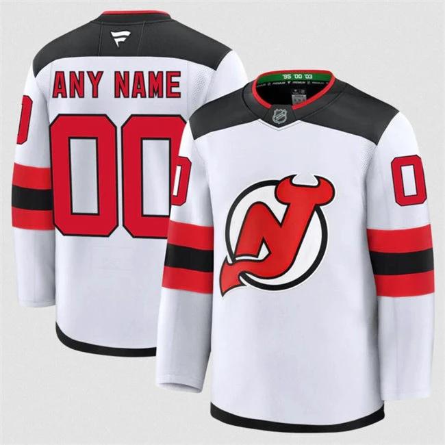 Men's Custom New Jersey Devils Jersey Name, Number 2025 Away White by Hockey David