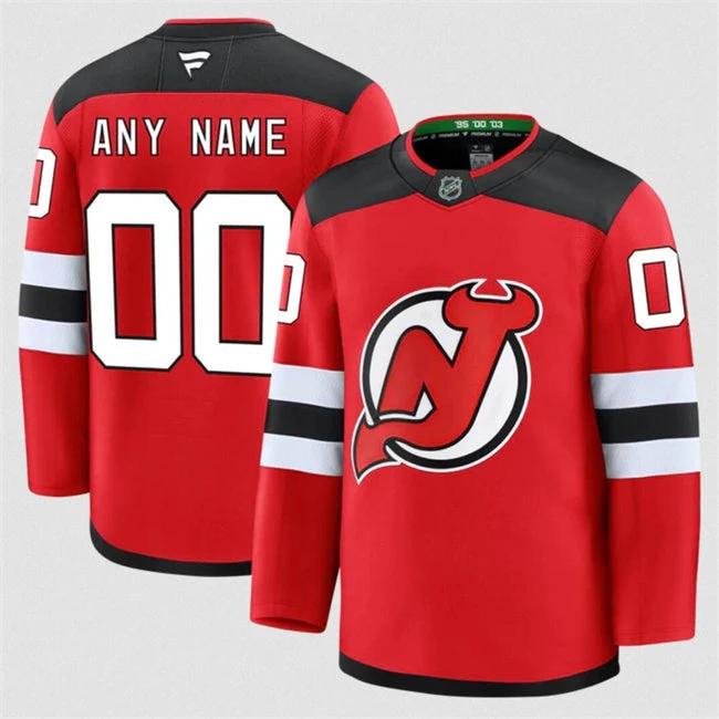 Men's Custom New Jersey Devils Jersey Name, Number 2025 Home Red by Hockey David
