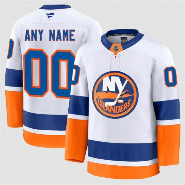 Men's Custom New York Islanders Jersey Name, Number 2025 Away White by Hockey David