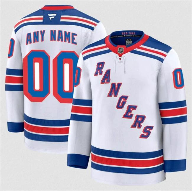 Men's Custom New York Rangers Jersey Name, Number 2025 Away White by Hockey David