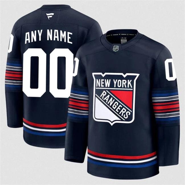 Men's Custom New York Rangers Jersey Name, Number 2025 Navy Stitched by Hockey David