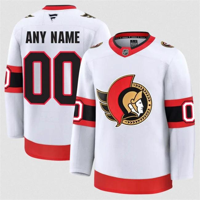 Men's Custom Ottawa Senators Jersey Name, Number 2025 Away White by Hockey David
