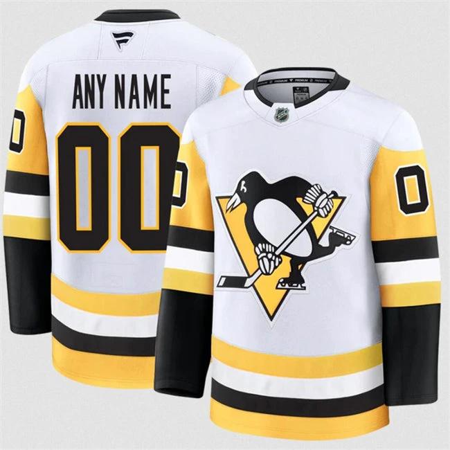 Men's Custom Pittsburgh Penguins Jersey Name, Number 2025 Away White by Hockey David