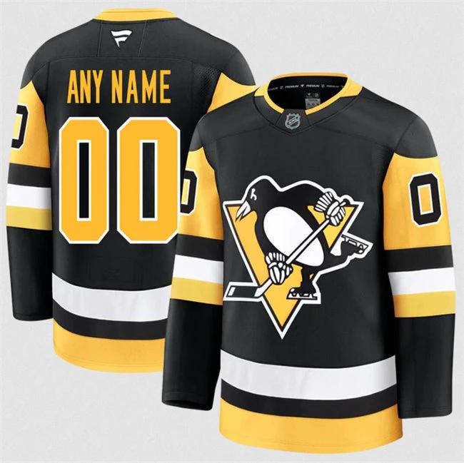 Men's Custom Pittsburgh Penguins Jersey Name, Number 2025 Home Black by Hockey David