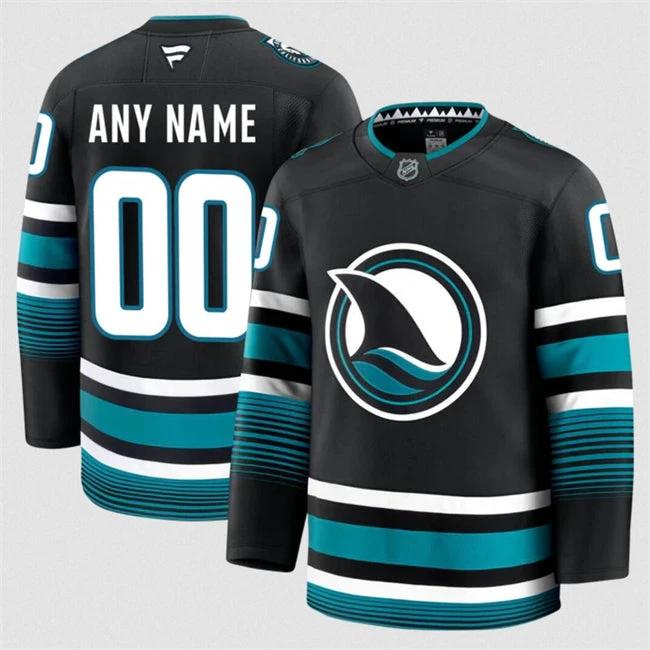 Men's Custom San Jose Sharks Jersey Name, Number 2025 Alternate Black by Hockey David
