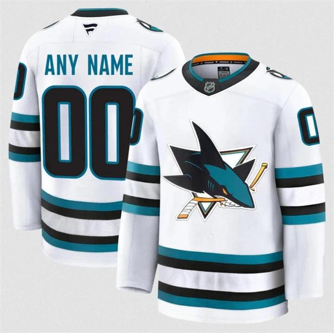 Men's Custom San Jose Sharks Jersey Name, Number 2025 Away White by Hockey David
