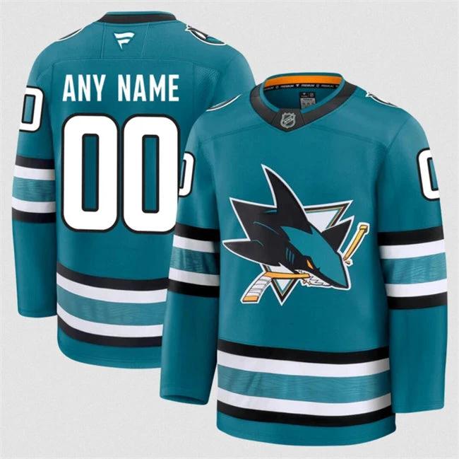 Men's Custom San Jose Sharks Jersey Name, Number 2025 Home Teal by Hockey David