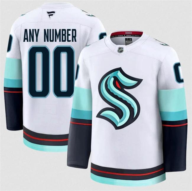 Men's Custom Seattle Kraken Jersey Name, Number 2025 Away White by Hockey David