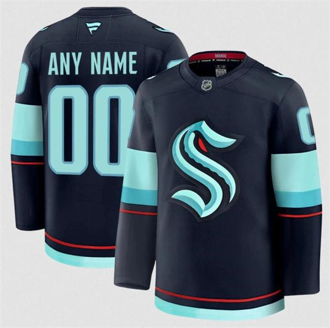 Men's Custom Seattle Kraken Jersey Name, Number 2025 Home Navy by Hockey David