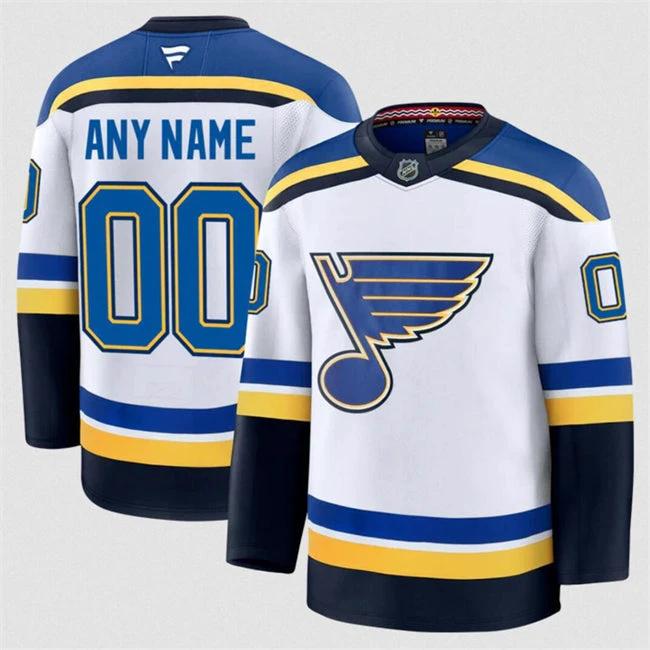 Men's Custom St. Louis Blues Jersey Name, Number 2025 Away White by Hockey David