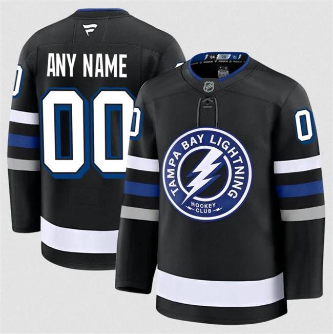 Men's Custom Tampa Bay Lightning Jersey Name, Number 2025 Alternate Black by Hockey David