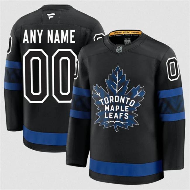 Men's Custom Toronto Maple Leafs Jersey Name, Number 2025 Alternate Black by Hockey David