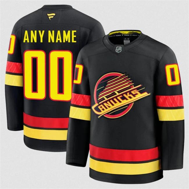 Men's Custom Vancouver Canucks Jersey Name, Number 2025 Alternate Black by Hockey David