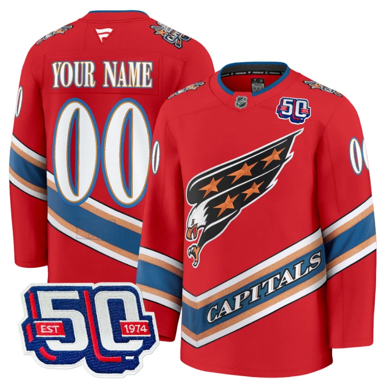 Men's Custom Washington Capitals Jersey Eagle Alternate 50th Anniversary Navy by Hockey David