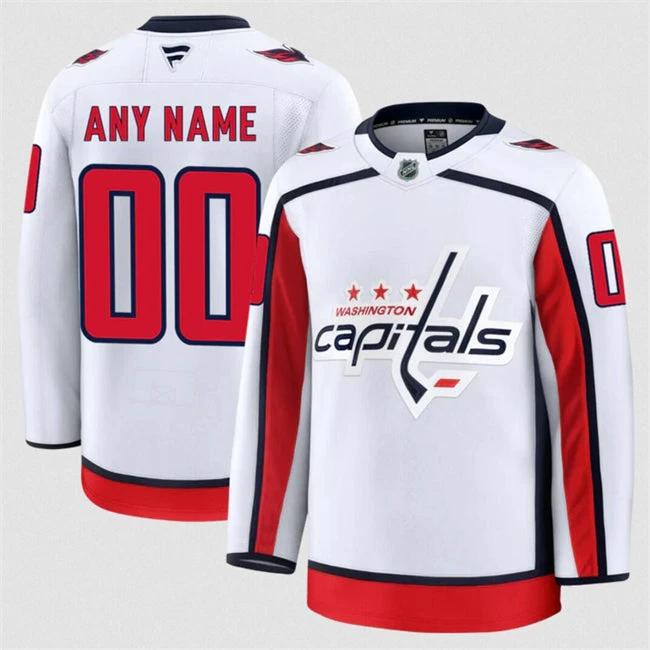 Men's Custom Washington Capitals Jersey Name, Number 2025 Away White by Hockey David