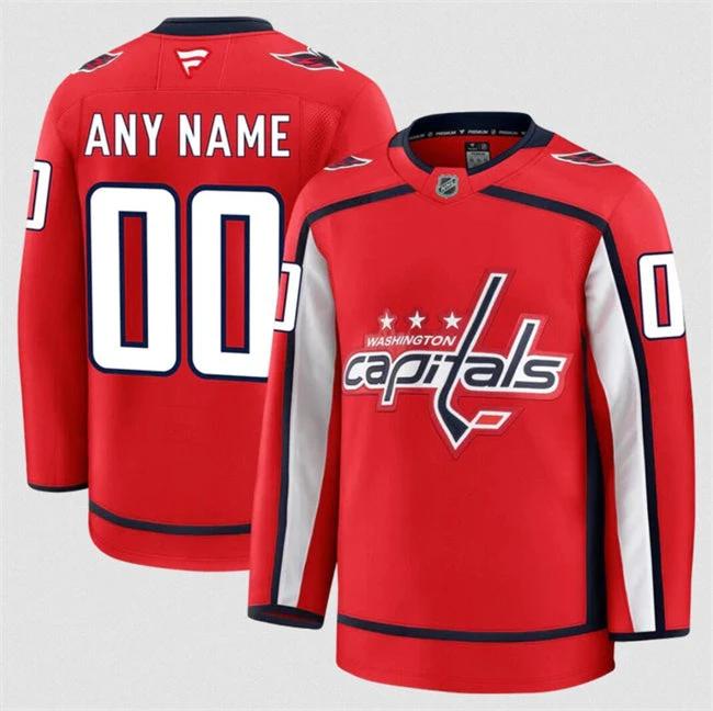Men's Custom Washington Capitals Jersey Name, Number 2025 Home Red by Hockey David