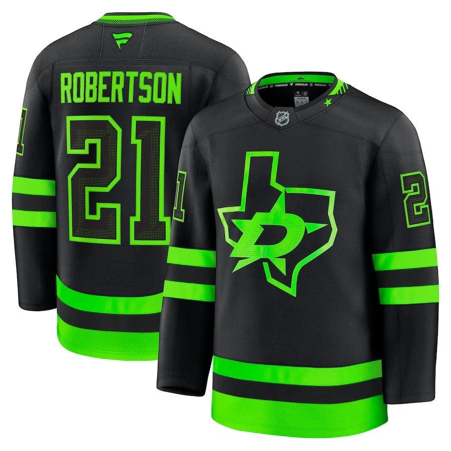 Men's Dallas Stars #21 Jason Robertson Alternate Premium Jersey Black by Hockey David