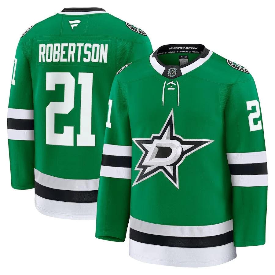 Men's Dallas Stars #21 Jason Robertson Home Premium Jersey Kelly Green by Hockey David