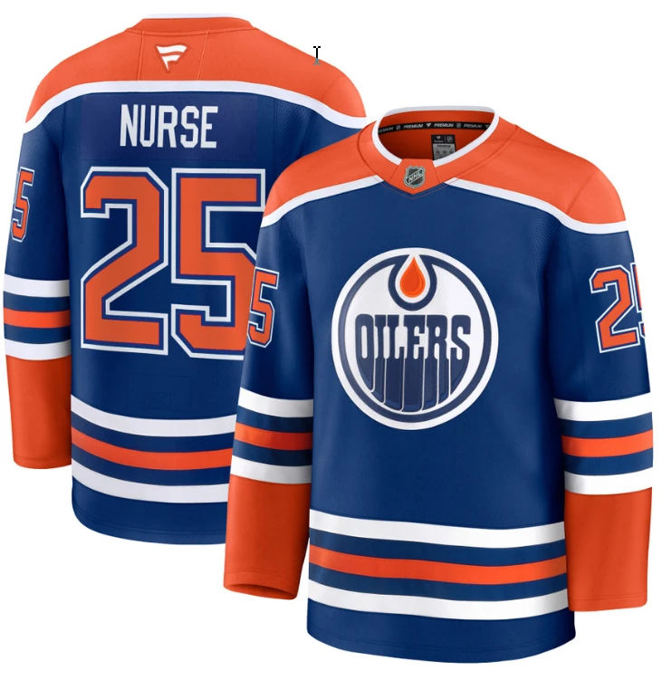 Men's Darnell Nurse Jersey #25 Edmonton Oilers 2025 Premium Home All Stitched by Hockey David